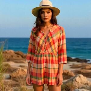 Serengeti Vintage Multicolor Plaid perfect for FaalMini Dress Size Medium